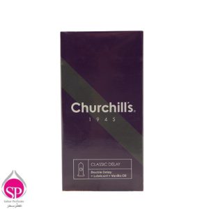 کاندوم ساده با ماده تاخیری چرچیلز Churchills مدل Classic Delay بسته 12 عددی